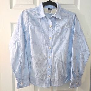 Patagonia‎ Shirt Womens Button Up Floral Light Blue Shirt Organic Blend Size 4